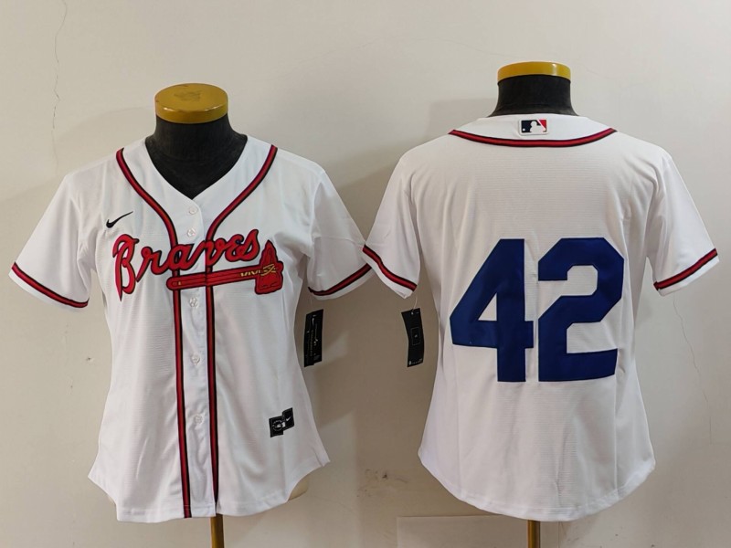 Youth Atlanta Braves #42 Jackie Robinson White Stitched Jersey